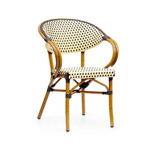 Chaise en rotin et osier à empiler en aluminium, aspect bambou, pour salle à manger, café, jardin, balcon, style français - Product Image 2