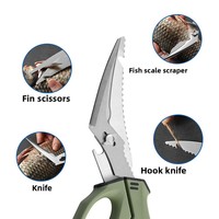 Ciseaux à poisson multifonctionnels détachables en acier inoxydable, crochets pour la cuisine, couteau de pêche, accessoires de pêche