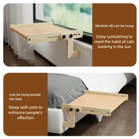 Accessoires pour animaux de compagnie : Hamac pour chat sans fil d'intérieur avec cadre en bois et métal, perchoir de fenêtre sans perçage et étagère-lit douce pour chat