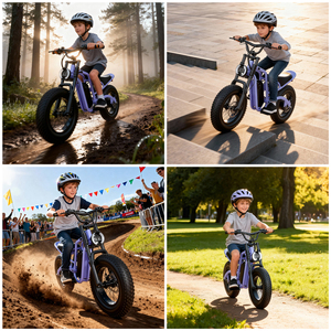 <span class=keywords><strong>Mini</strong></span> moto électrique pour enfants, sans balais, batterie au lithium 36V350W, double suspension, pneu gras 16x4 pour l'aventure et l'entraînement en plein air - Product Image 5