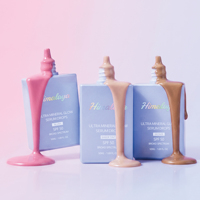 Crème solaire teintée végane biologique à étiquette privée SPF50, acide hyaluronique, vitamine C, crème anti-âge éclatante, logo personnalisé OEM