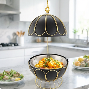 Plat <span class=keywords><strong>de</strong></span> service rond <span class=keywords><strong>de</strong></span> luxe doré 8L avec couvercle suspendu, forme boule blanche et dorée pour <span class=keywords><strong>buffet</strong></span> <span class=keywords><strong>de</strong></span> restaurant, hôtel, mariage, fête - Product Image 5