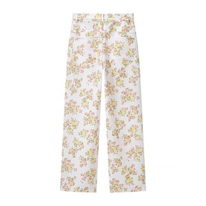 Completo coordinato estivo da donna 2026 con top floreale a balze e pantaloni a gamba larga, <span class=keywords><strong>set</strong></span> due pezzi per vacanze, OEM/ODM dalla fabbrica cinese - Product Image 4