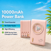 Batterie externe B2B personnalisée avec logo, 10000 mAh, 4 câbles intégrés, charge rapide 10W, prise en charge des services ODM/OEM, vente en gros, usine source