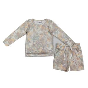 Ensemble 2 pièces pour bébé fille : chemise à manches longues et short en coton et élasthanne, imprimé, respirant, style décontracté, vente en gros, prêt à expédier (RTS) - Product Image 1