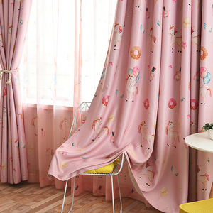 Rideaux de fenêtre pour enfants de haute qualité, adorables, roses, imprimés de dessins animés, <span class=keywords><strong>licorne</strong></span>, pour la décoration de la chambre d'enfant - Product Image 3