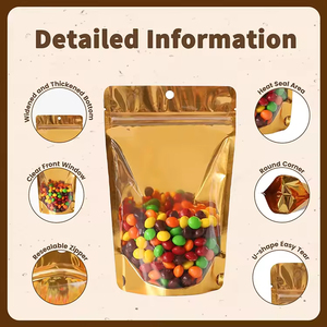 Sachets d'emballage alimentaire transparents argentés en aluminium avec fermeture éclair et fenêtre transparente, pochettes verticales en plastique refermables - Product Image 2