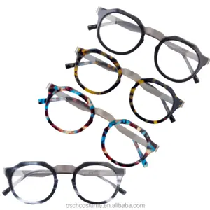 Óculos de leitura de acetato fino e redondo anti-luz azul, óculos ópticos de metal para olhos, óculos de moda engraçados e bonitos