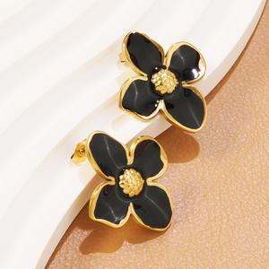 <span class=keywords><strong>Para</strong></span> <span class=keywords><strong>Shein</strong></span> colorido gota de aceite Plumeria conjunto de joyería de acero inoxidable oro dopamina flor pendientes collar transfronterizo gran oferta - Product Image 4