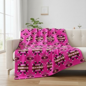 Manta <span class=keywords><strong>Azteca</strong></span> Rosa, Manta de Lana de Pueblo Indígena, Mantas Suaves y Cálidas para Invierno, Tamaño King para Sofá, Cama o Sillón - Product Image 2