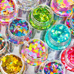 Entrepôts américains 24 bouteilles holographiques ongles paillettes formes mélangées irisées ongles paillettes flocons coeur manucure décorations ensembles - Product Image 2