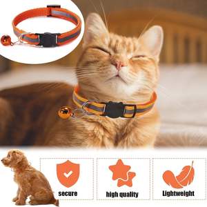 Collier de sécurité détachable pour chat en plastique solide, réfléchissant et coloré, avec clochette - Product Image 3