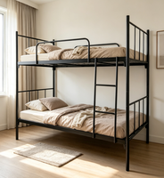Lit superposé en métal robuste ODM/OEM, taille double sur double, avec base en maille, lit double en acier pour la maison, l'école, le dortoir, le camping