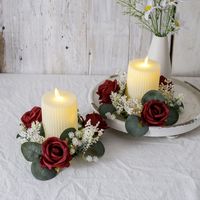 Hochwertiger Künstlicher Blumen-Kerzenhalter-Kranz mit Eukalyptus-Ring für Hochzeits-Tischdekoration, Großer Lagerbestand Verfügbar