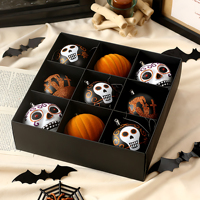 Ensemble de 9 décorations de Noël incassables personnalisées OEM : Ornements de boule d'Halloween, Têtes de mort en sucre et Citrouilles – Décorations d'Halloween incassables