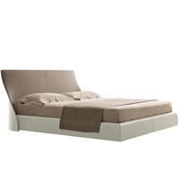 Lit double en cuir avec cadre en bois rembourré, style italien minimaliste, design européen moderne et simple, confortable