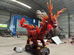 Guangzhou Nanchi fabbrica nuovi arrivati grandi modelli di Animatronics a grandezza naturale scultura di drago <span class=keywords><strong>rosso</strong></span> con suono realistico e movimento - Product Image 2
