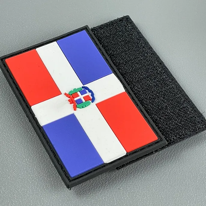 3d Pvc Vlag Rubber Badge Terug Haak Patches Dominica Vlag Stickers Schouder Embleem Applique