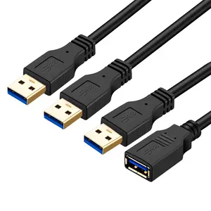 Yüksek hızlı siyah mavi USB3.0 M/M M/F USB 3.0 bilgisayar yazıcı kamera için altın konnektörü ile uzatma veri kablosu fare klavye