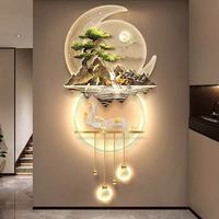 Moderne luxe doré arbre animal cerf lumineux 3D maison décoration murale métal Art acrylique éclairage paysage Animal peinture Art