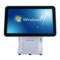 En stock 15 ''Windows Android Linux Caisse enregistreuse double écran tactile avec imprimante 58mm système de point de vente pour salon de vente au détail