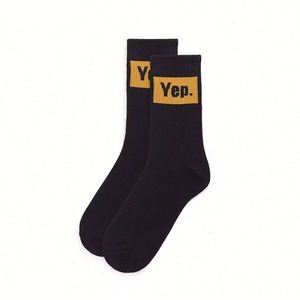 Winter Running Embroidery Promo Custom Children's <b>Socks</b> Crew Design Your Own Logo Private Label Cotton Black All Seasons - Product Image 3