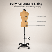 Mannequin de couture ajustable en ABS kaki pour femme adulte, idéal pour tailleur et couturière