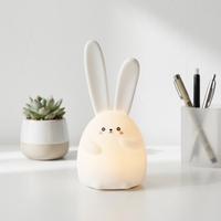 Lampe de chevet en silicone en forme de lapin, rechargeable par USB, tactile, lampe de nuit pour enfants, lampe de chevet pour bébé, lampe de chevet pour chambre d'enfant