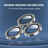 Protection d'objectif d'appareil photo en verre trempé HD 9H avec paillettes diamantées pour iPhone 17 18 Pro Max Plus Pro