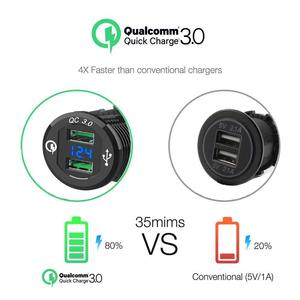 Cargador de Coche USB <span class=keywords><strong>Doble</strong></span> QC3.0 con Detección de Voltaje y Pantalla Digital, <span class=keywords><strong>Adaptador</strong></span> para Encendedor de Cigarrillos de Material ABS para Coches a Partir de 2015 - Product Image 2