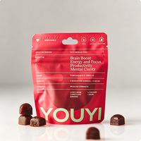 YOUYI Sachet d'emballage pour bonbons, pochette verticale refermable avec fermeture éclair, logo personnalisé, sac OEM avec fenêtre transparente