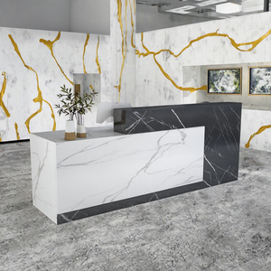 Free Logo MF Modern <b>Small</b> Marble and Stainless Steel Hospital Front Counter Office Reception <b>Desk</b> Storage Commercial Use - Product Image 2