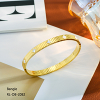 Bracelet en acier inoxydable à quatre feuilles de fleurs, plaqué or 18 carats PVD, respectueux de l'environnement, étanche, avec diamants, pour femme