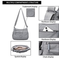Produsen Tas Jinjing Wanita Ukuran Sedang Berkapasitas Besar dengan Ritsleting, Gaya Retro, Warna Solid, Lapisan Nilon Poliester, Kasual