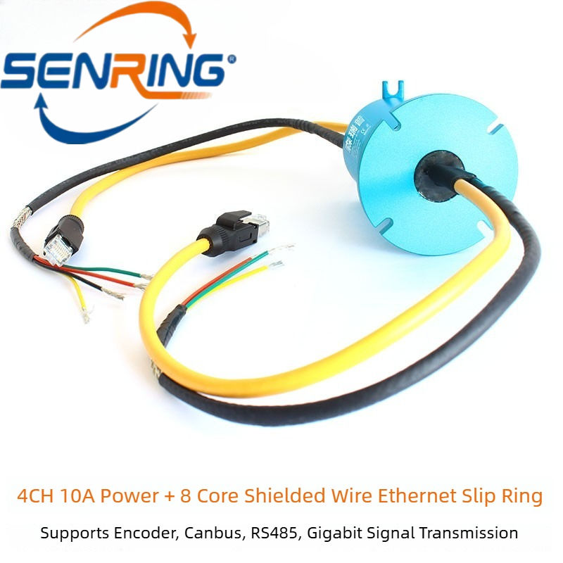 4CH 10A Power + 8 Core Shielded Wire Ethernet Slip Ring, for Encoder ...