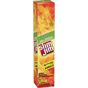 Slim Jim Giant Dill sottaceto bastoncini Snack di carne affumicata, 0.97 oz. 24-Count