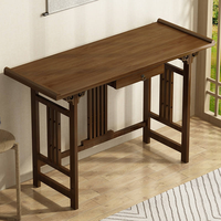Honvidora Nouvelle table console de style chinois à plateau incurvé, design multifonctionnel, mobilier de maison en bambou d'inspiration antique