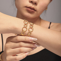 Bracelets ZSZL classiques pour femmes, géométriques, à maillons filetés, ouverts, en acier inoxydable plaqué or 18 carats PVD, scintillants et tendance