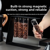 Support de présentation hermétique pour grains de café, pot de rangement en verre borosilicate transparent, support magnétique pour tubes à essai, accessoires pour barista