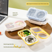 Boîte à bento réutilisable tendance en acier inoxydable 304 avec couvercle rabattable, 2 compartiments, 400 ml, pour le stockage de collations au réfrigérateur domestique