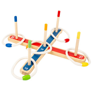 Jeu de lancer d'anneaux en bois pour enfants unisexe, 2-4 ans, exercice de coordination œil-main, interaction parent-enfant - Product Image 1