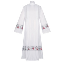 Robe de prêtre catholique traditionnelle pour homme, blanche, imprimé vigne, col montant, pour la Messe, vêtement religieux