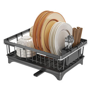 ที่วางจานชามสแตนเลสแบบกันน้ำสองชั้นสำหรับอ่างล้างจานในครัวทันสมัย พร้อมชั้นวางเก็บผัก/ผลไม้ - Product Image 5