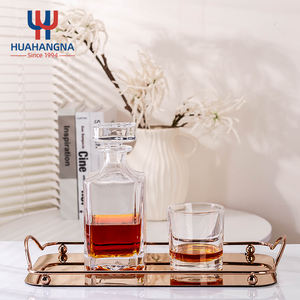 Carafe à liqueur Bourbon 25oz personnalisée 4 11oz double whisky à l'ancienne coffret cadeau boîte transparente en bois de pin couleur noire - Product Image 4