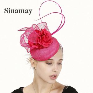 Luxury Bride Fascinator Linen New Hemp Ladies Fashion Sinamay Fascinator <b>Hat</b> - Product Image 2