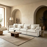 Canapé d'angle modulable et extensible moderne en tissu avec pieds en bois et rembourrage en mousse haute densité pour appartement