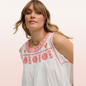 Printed Tie Neck Long Sleeve Casual Women's Top in 100% Cotton - Product Image 4