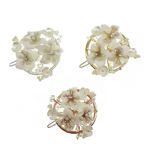 Narin düğün gelin saç aksesuarları porselen çiçek kristal ay kurbağa saç klipleri kızlar için kore Barrette
