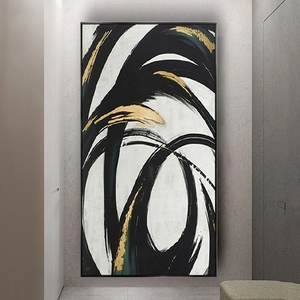 Ribete de textura de <span class=keywords><strong>cubismo</strong></span> abstracto pintado a mano, imagen moderna, obra de arte para decorar el hogar, lienzo de pintura al óleo abstracta acrílica - Product Image 2