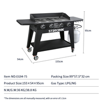 Cuisinière à gaz quatre brûleurs, cuisinière à gaz de table, support de réservoir de gaz, barbecue pour extérieur, plaque de cuisson plate